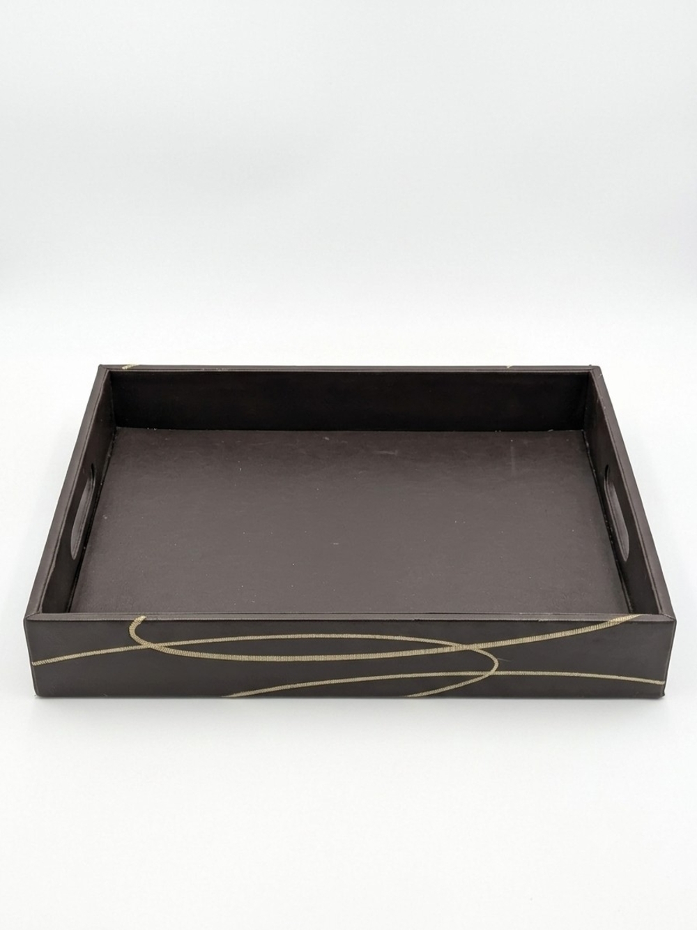 🤎 Rich Dark Brown Faux Leather Serving Tray w/ Handles 🤎